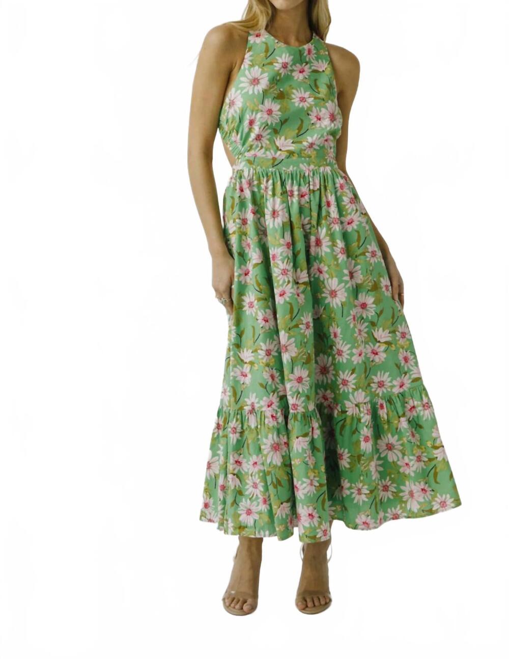 NEW STORIA envy midi dress in green multi